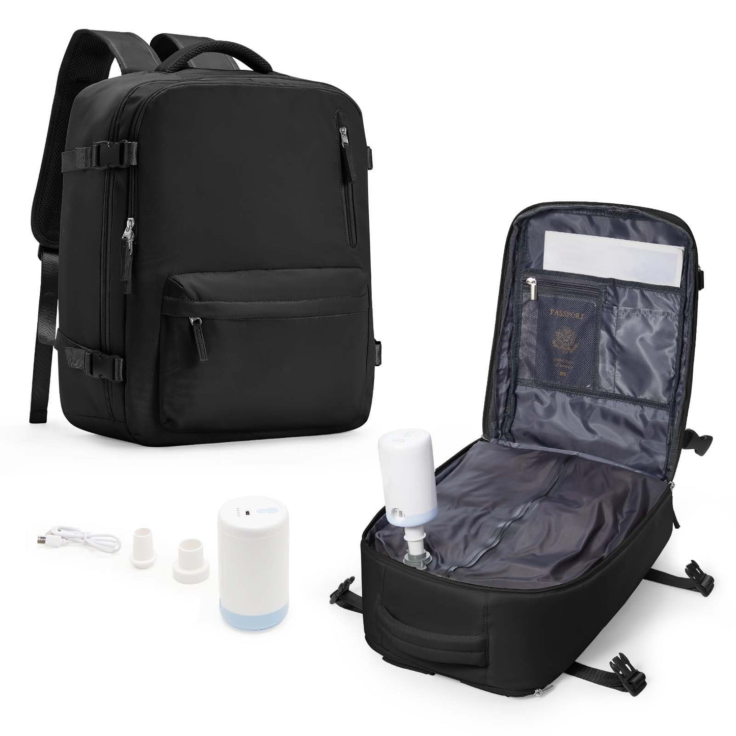 Vacuum Storage Travel Backpack with Air Pump - Waterproof Carry-On with Compression System