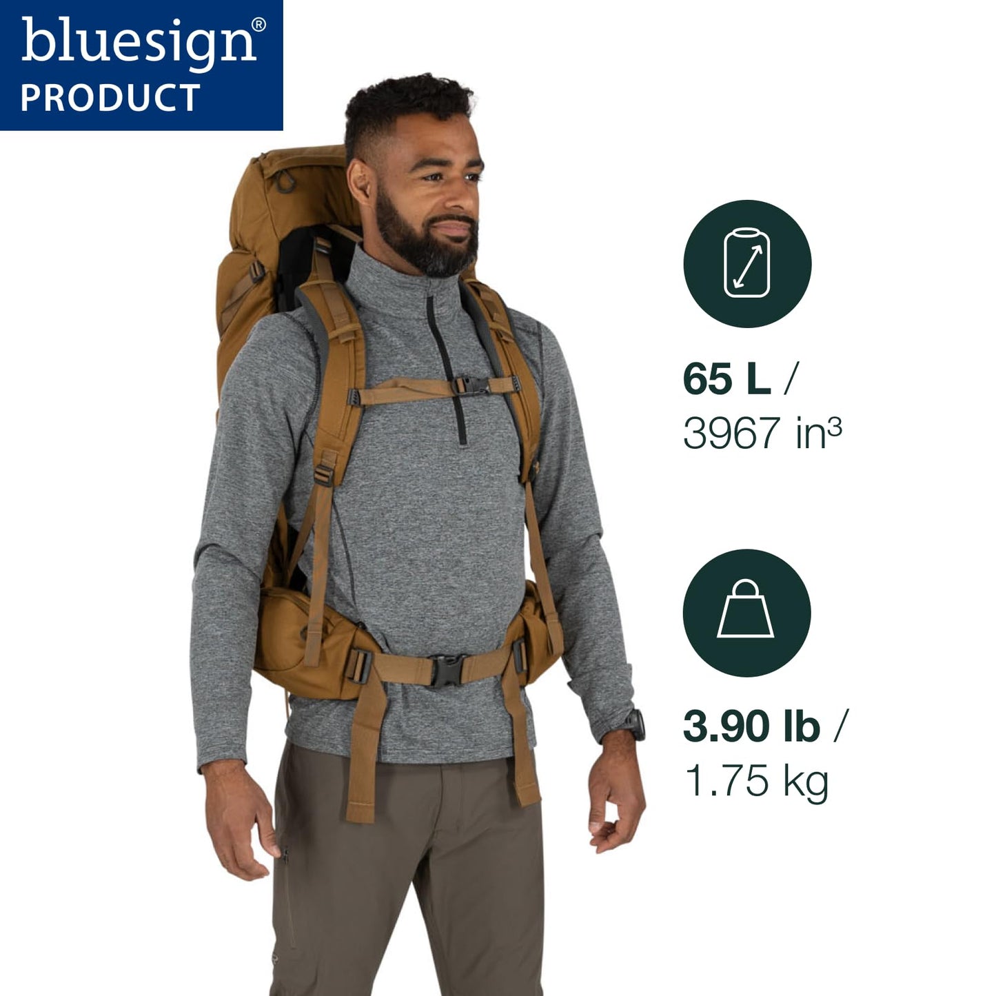 Osprey Rook Men's Backpack, 65L, Dark Charcoal/Silver Lining, O/S