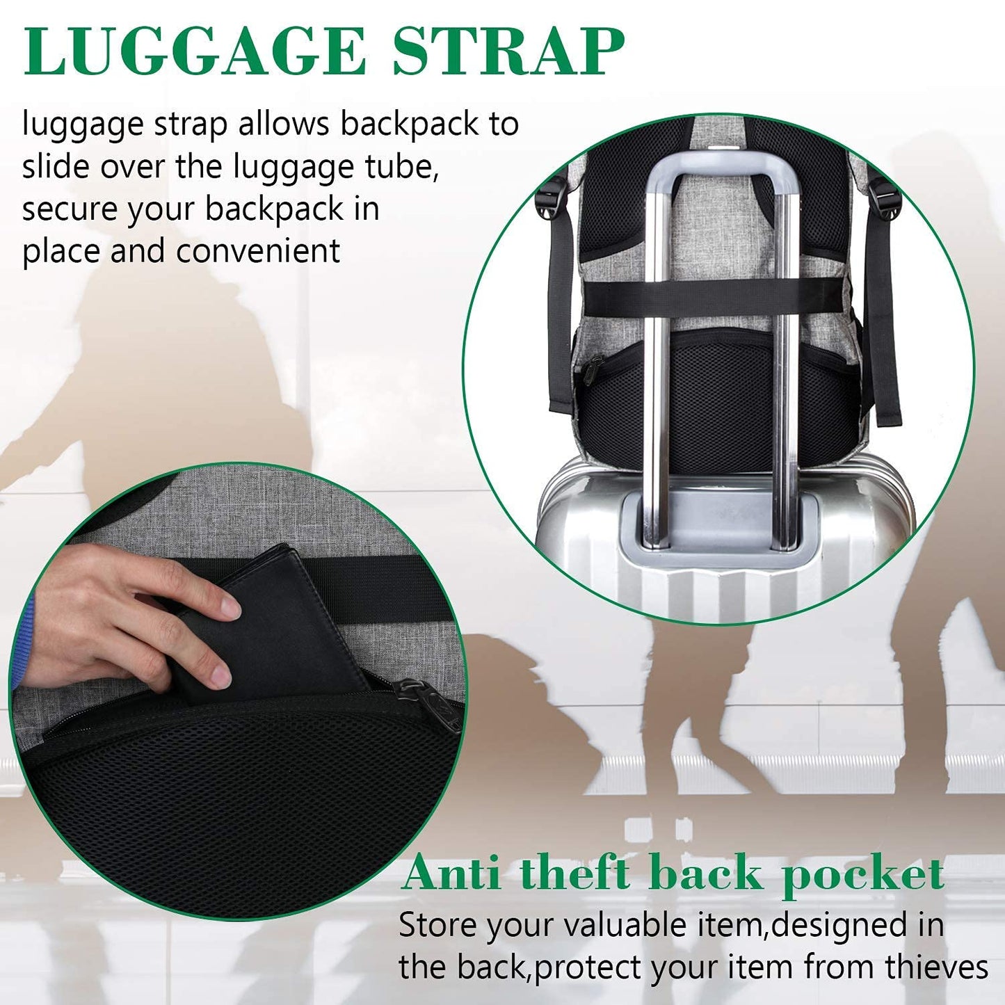 MATEIN Travel Laptop Backpack - Anti-Theft & Water Resistant with USB Charging Port