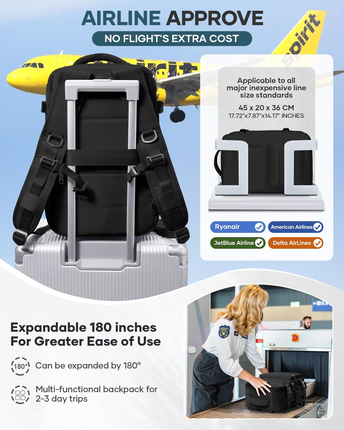 Vacuum Storage Travel Backpack with Air Pump - Waterproof Carry-On with Compression System
