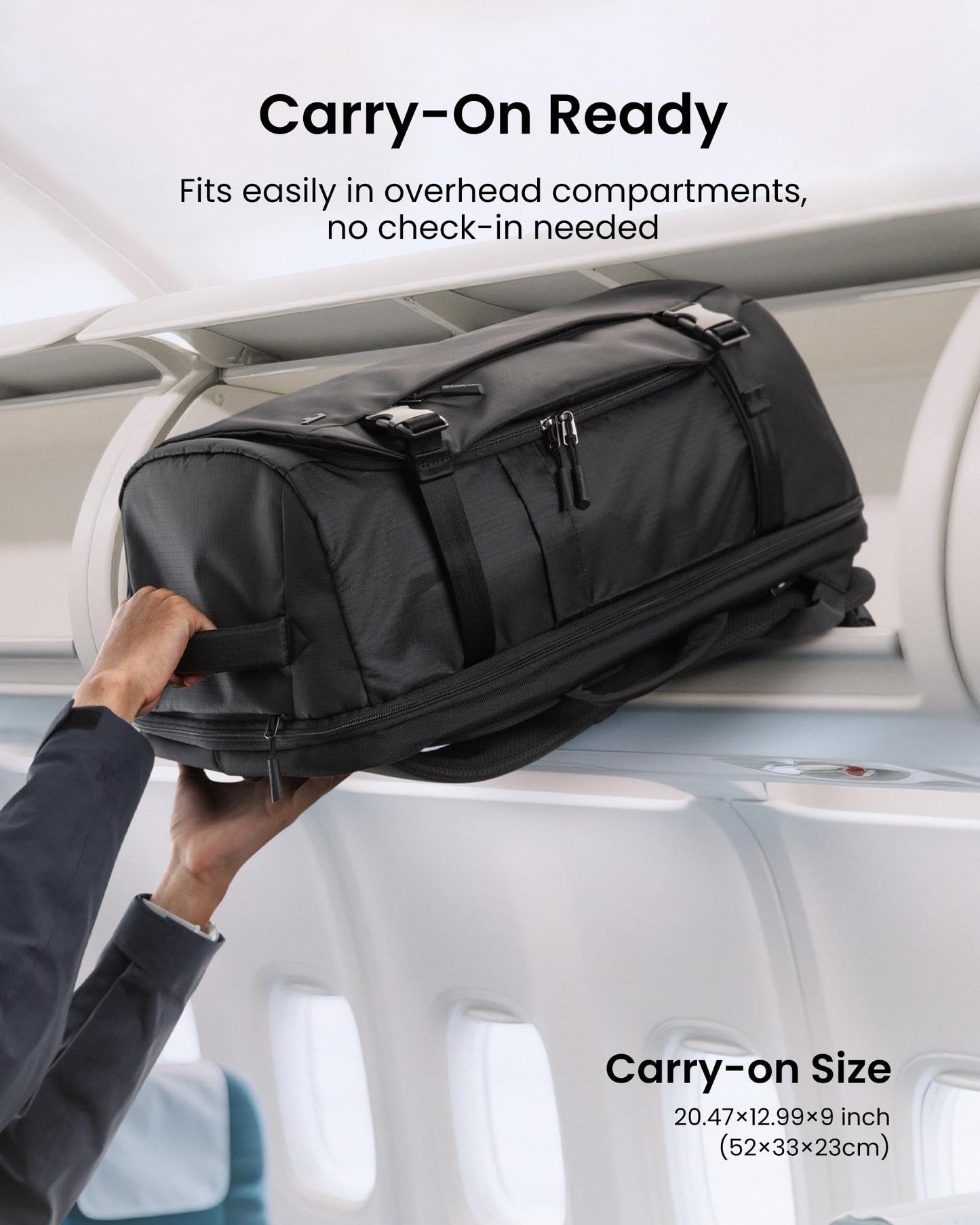 tomtoc Travel Backpack 40L, TSA Friendly Flight Approved Carry on Luggage Hand Water-resistant Lightweight Business Rucksack, Durable Large Weekender Bag Daypack Fits 17.3 Inch Laptop