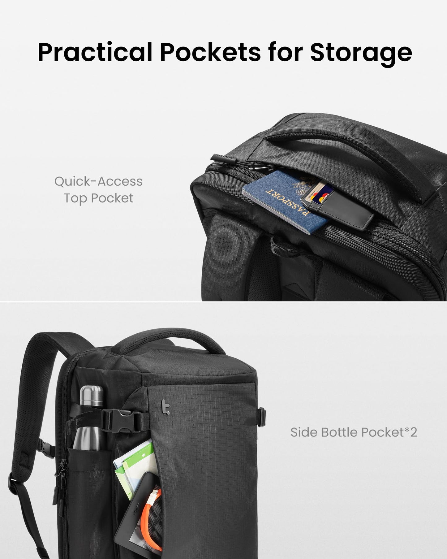 tomtoc 28L Travel Backpack - TSA-Friendly & Flight-Approved Carry-On