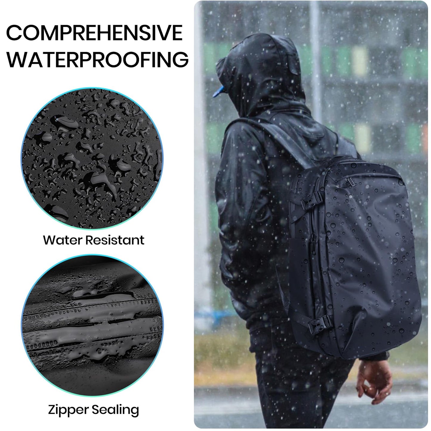 H.yeed Travel Backpack, Expandable 30L-60L Vacuum Backpack with USB&Type-C Charging Port and Pump, Waterproof Lightweight Business Rucksack, Wet Dry Separation, Fits 17.3 Inch Laptop