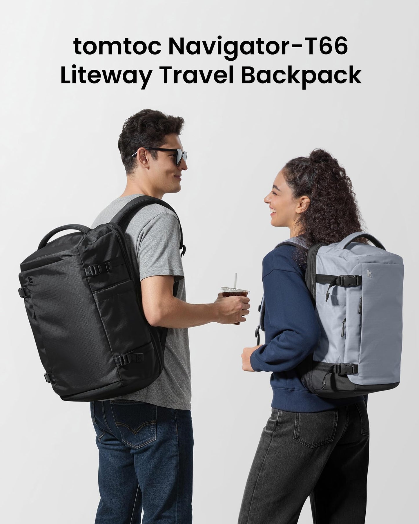tomtoc Travel Backpack 40L, TSA Friendly Flight Approved Carry on Luggage Hand Water-resistant Lightweight Business Rucksack, Durable Large Weekender Bag Daypack Fits 17.3 Inch Laptop