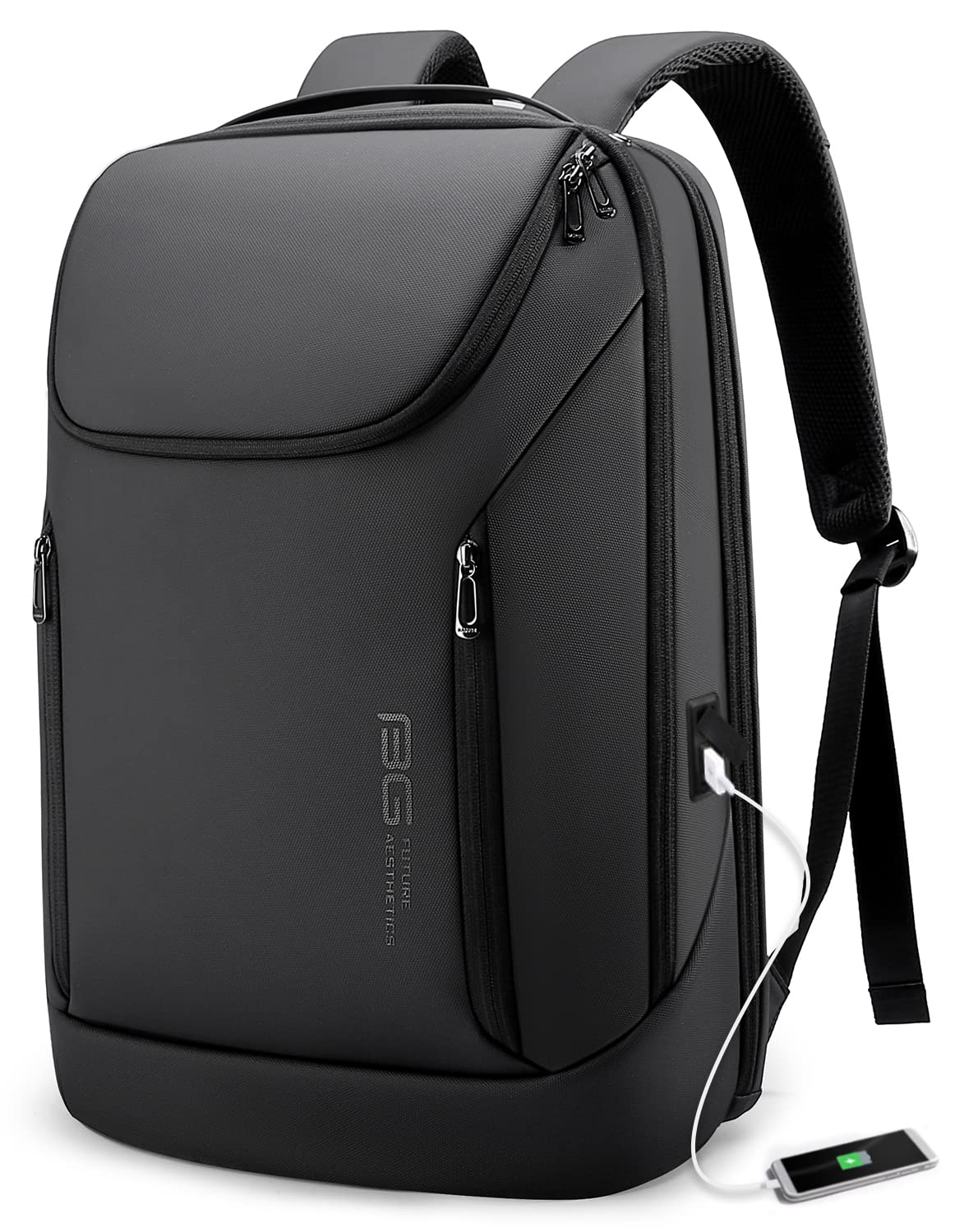 BANGE Business Smart Backpack Waterproof laptop backpack with USB Charging Port,Travel Durable Backpack (BlACK(three Pocket)