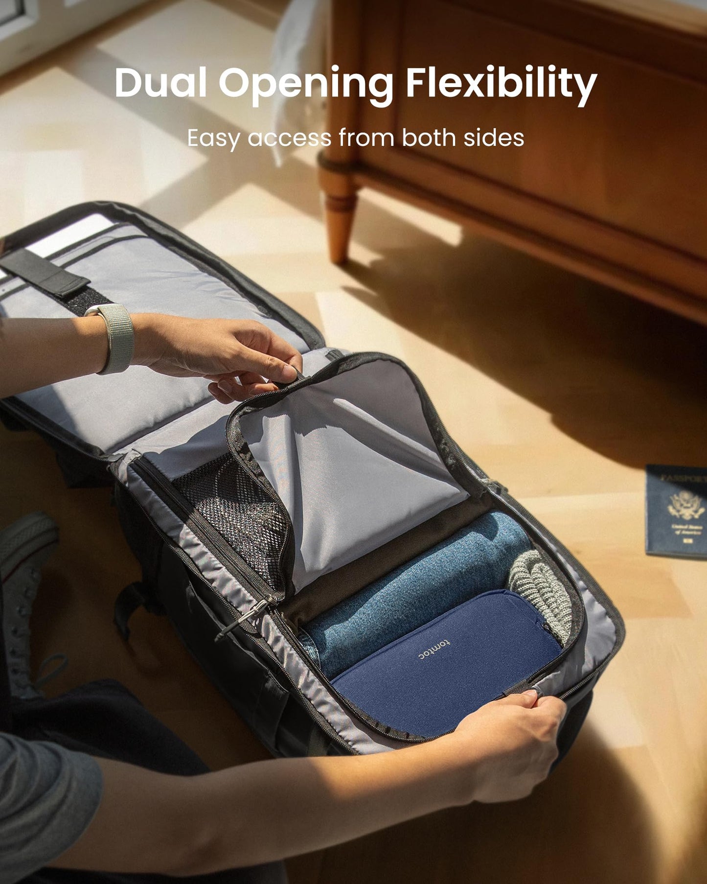 tomtoc 28L Travel Backpack - TSA-Friendly & Flight-Approved Carry-On