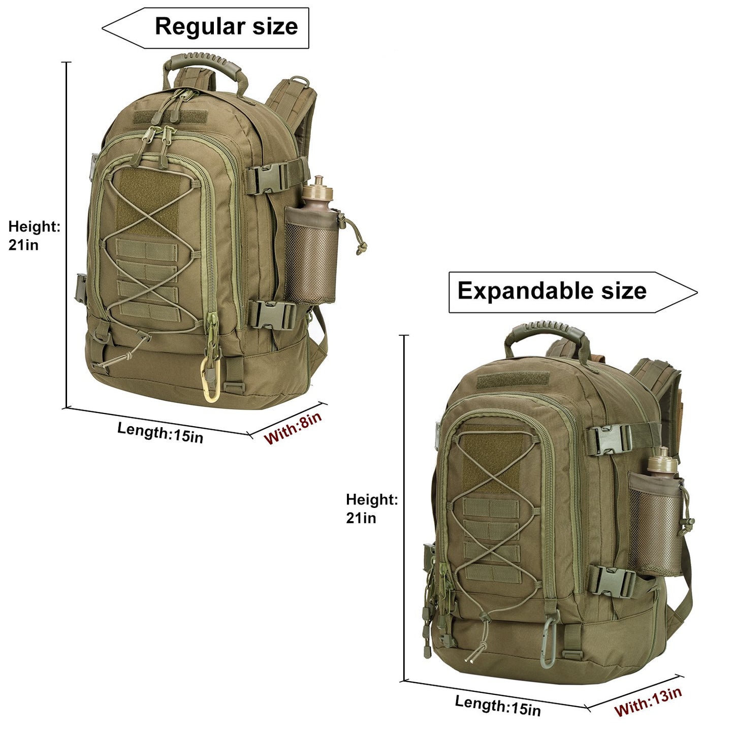 ZSearARMY Large Tactical Backpack for Men - Military Backpack with DIY System for Travel, Camping, & Hiking