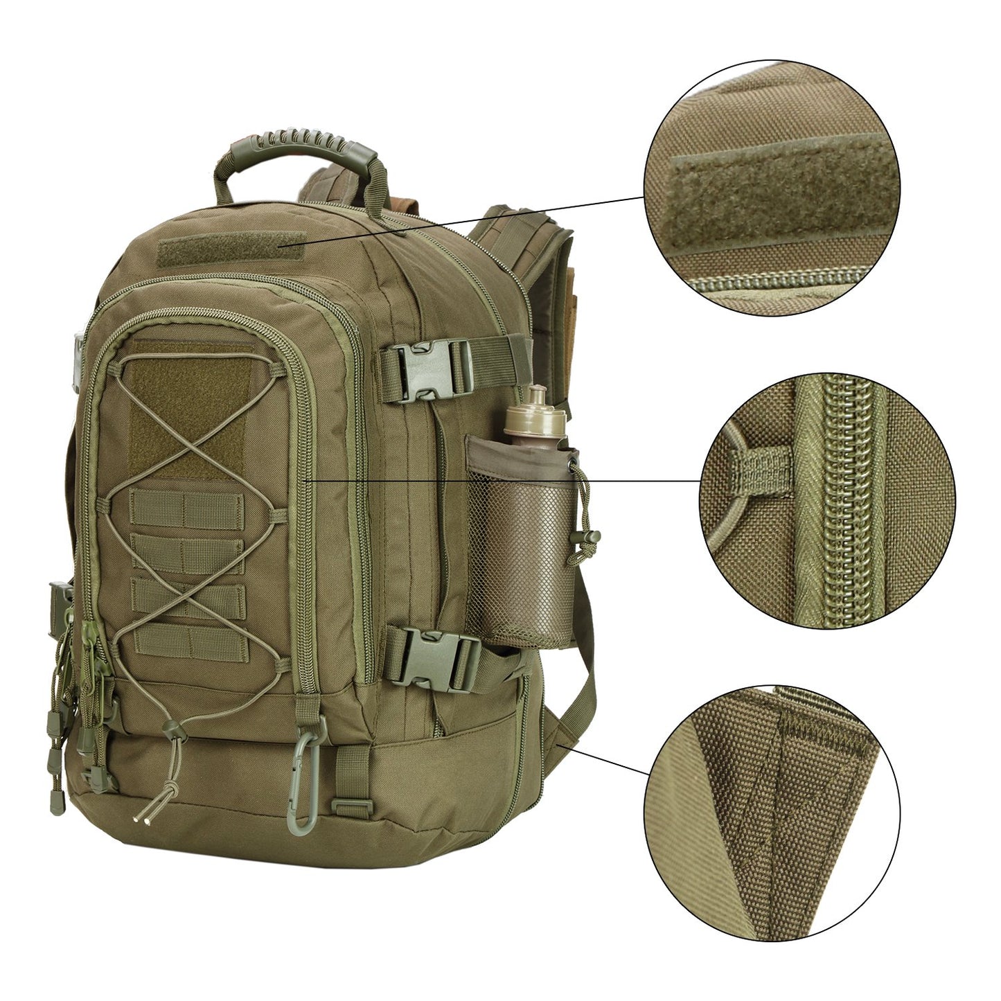 ZSearARMY Large Tactical Backpack for Men - Military Backpack with DIY System for Travel, Camping, & Hiking