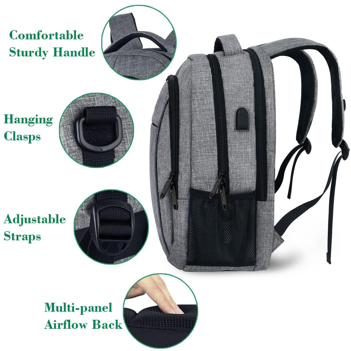 MATEIN Travel Laptop Backpack - Anti-Theft & Water Resistant with USB Charging Port