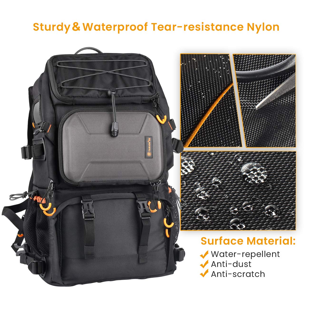 TARION 2 Bags in 1 Extra Large Camera Backpack Large with 15.6" Laptop Compartment Waterproof Rain Cover for Travel Hiking - Multi-Function DSLR Bag with Associate Single Shoulder Bag Case PB01
