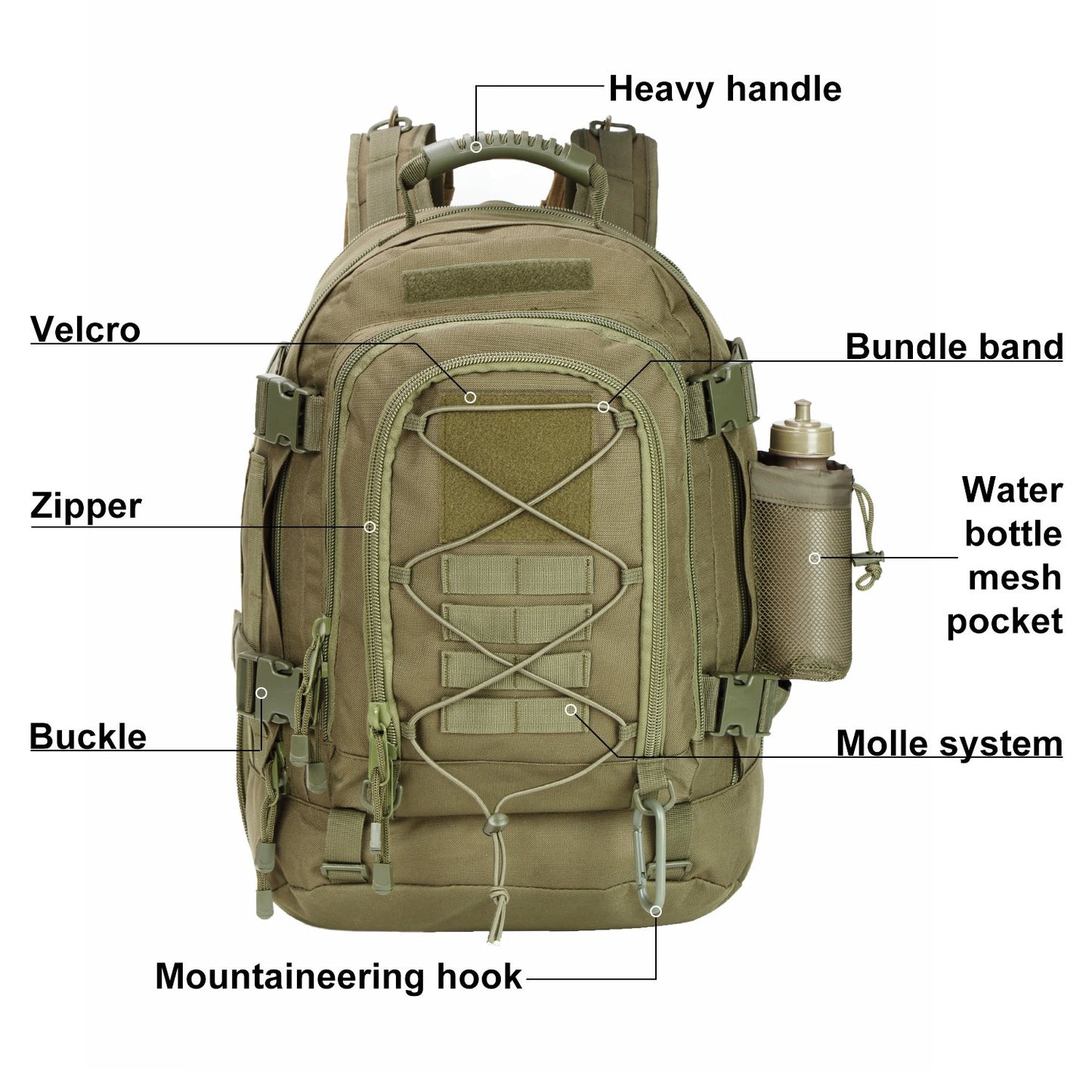 ZSearARMY Large Tactical Backpack for Men - Military Backpack with DIY System for Travel, Camping, & Hiking